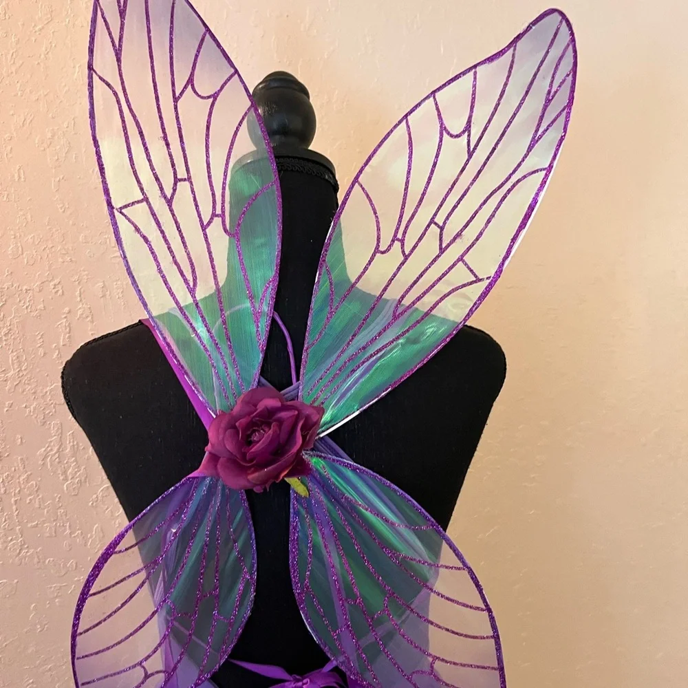 Roma Elegant Purple women’s High Low Dress with wings‎ - Picture 8 of 10